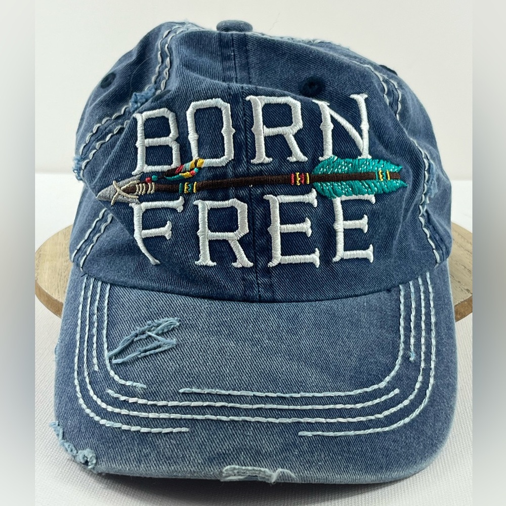 Born Free Women’s Denim Cap Hat KBethos Blue Arrow Adjustable 100% Cotton